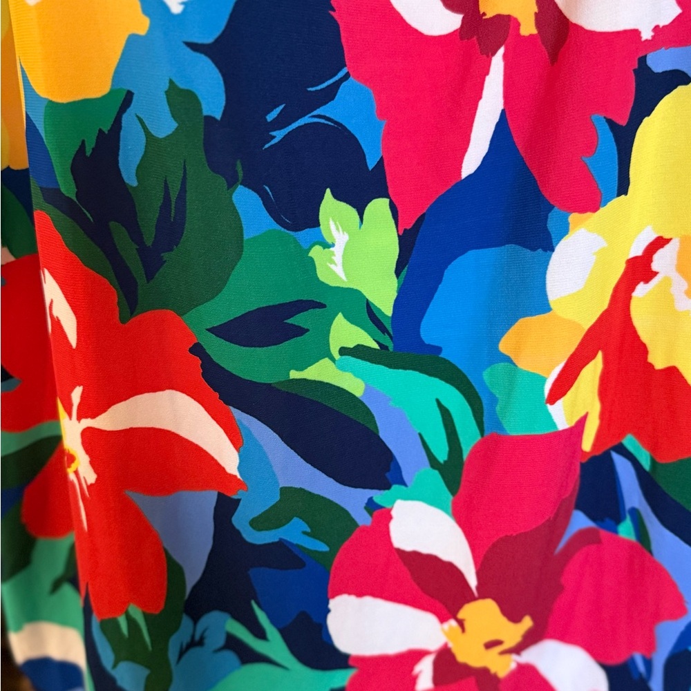 Bal Harbour Vibrant Swim Top Tankini Floral Multi Color UPF 50+ Plus Size - Picture 5 of 7
